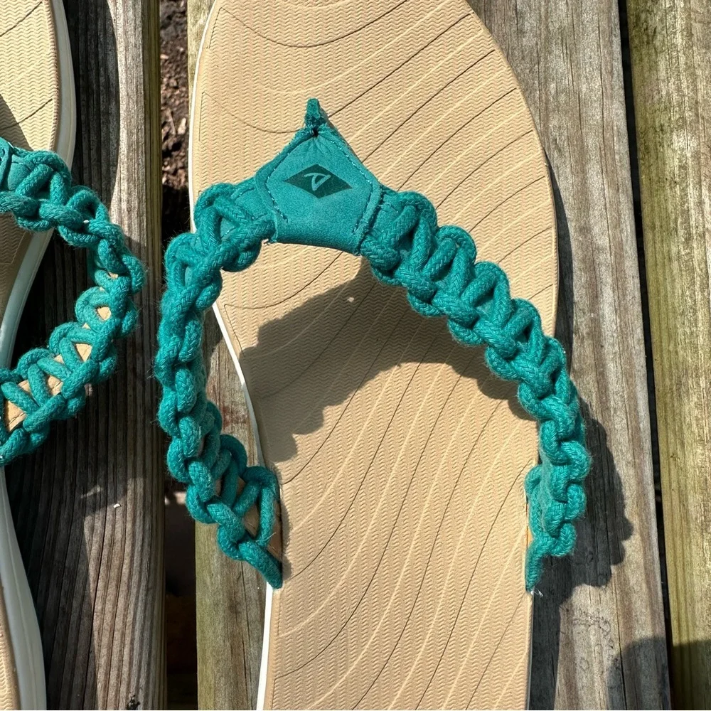 Sperry Seabrooke Current Thong Sandals Braided Turquoise Leather Size‎ 9